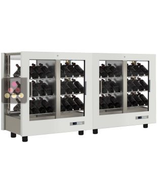 Combiné de 2 vitrines à vin professionnelles multi-usages - 4 cotés vitrés - Habillage magnétique interchangeable CALICE DESIGN