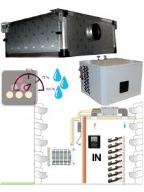Climatiseur de cave 1100W à condenseur à eau et évaporateur gainable, avec fonction chauffage et humidificateur - Gainage horizontal FRIAX