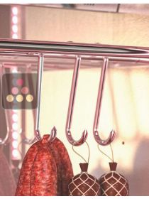 Lot de 3 crochets inox pour barres de suspension pour vitrine viande et charcuterie BRERA