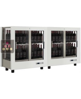 Combiné de 2 vitrines à vin professionnelles multi-usages - 3 cotés vitrés - Habillage magnétique interchangeable CALICE DESIGN