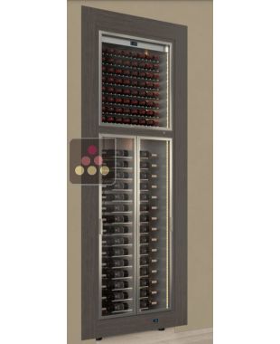 Double-vitrine à vin encastrable multi-températures - Usage pro - Bouteilles horizontales - Cadre droit CALICE DESIGN