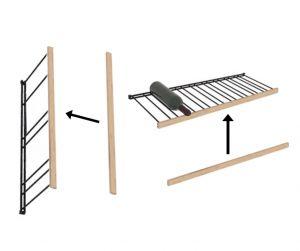 Avec baguette bois d'habillage pour les tablettes horizontales et les échelles verticales