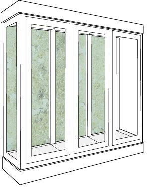 Un fond en miroir vieilli, décoratif, esthétique et qui crée une illusion de profondeur.